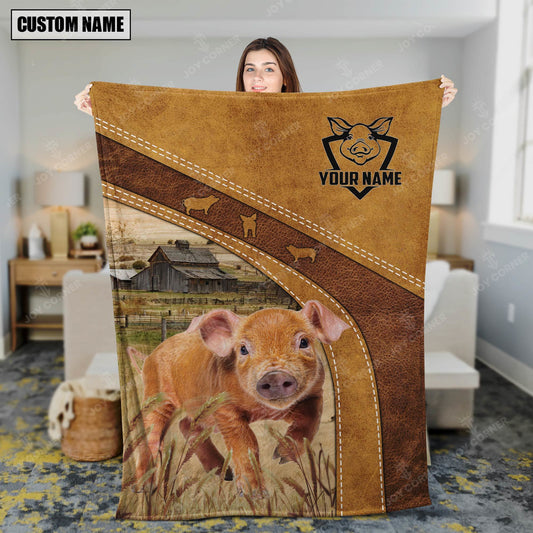 Joycorners Personalized Name Duroc Pig Brownie Background Blanket