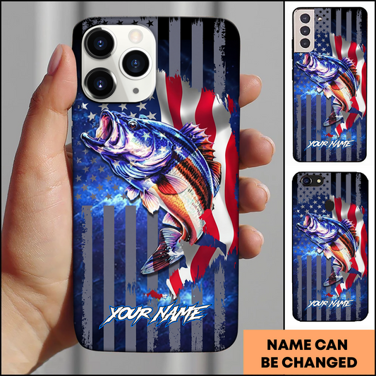 Joycorners American Flag Fishing Bass Personalized Phone Case
