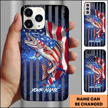 Joycorners American Flag Fishing Trout Personalized Phone Case