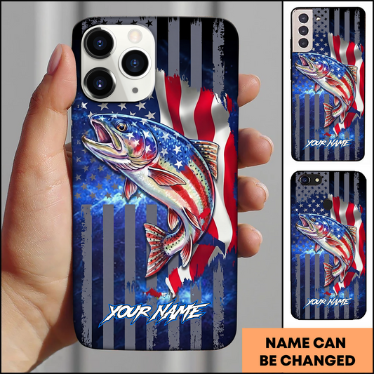 Joycorners American Flag Fishing Trout Personalized Phone Case