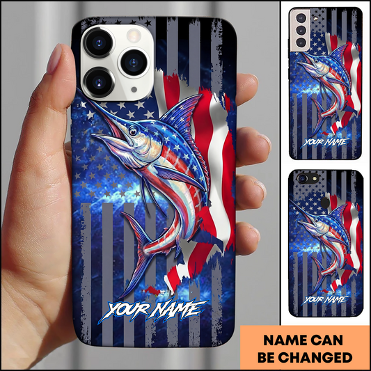 Joycorners American Flag Fishing Marlin Personalized Phone Case