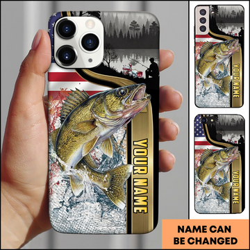 Joycorners American Flag Walleye Fishing Personalized Phone Case