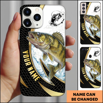 Joycorners Walleye Fishing Black Gold Personalized Phone Case