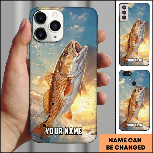 Joycorners Jumping Redfish Sunset Fishing Personalized Phone Case