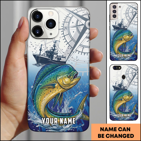 Joycorners Nautical Compass Mahi-mahi Fishing Personalized Phone Case