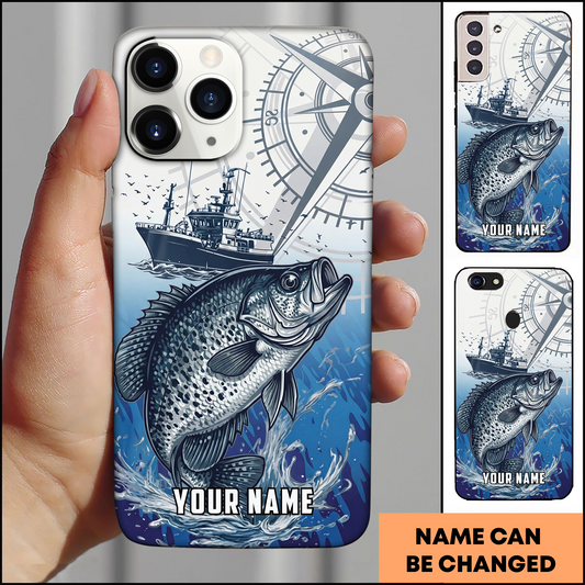 Joycorners Nautical Compass Crappie Fishing Personalized Phone Case