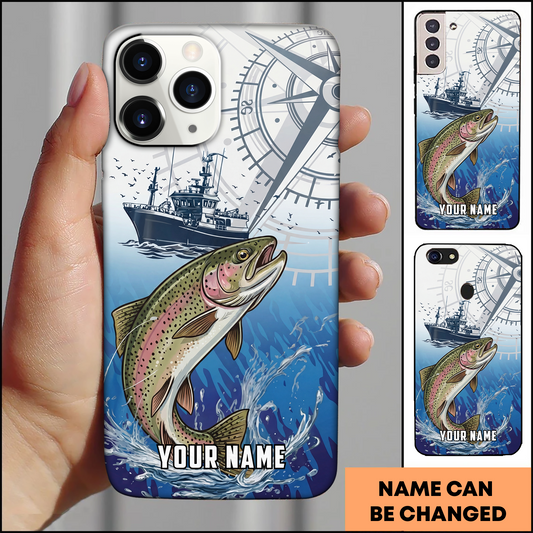 Joycorners Nautical Compass Trout Fishing Personalized Phone Case
