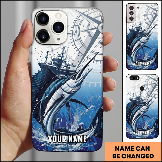 Joycorners Nautical Compass Marlin Fishing Personalized Phone Case