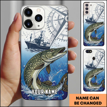 Joycorners Nautical Compass Pike Fishing Personalized Phone Case