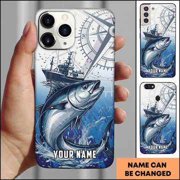 Joycorners Nautical Compass Tuna Fishing Personalized Phone Case