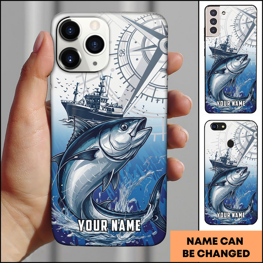 Joycorners Nautical Compass Tuna Fishing Personalized Phone Case