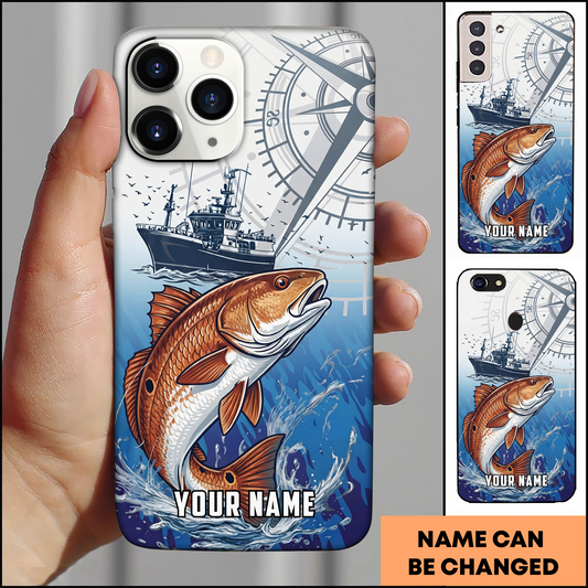 Joycorners Nautical Compass Redfish Fishing Personalized Phone Case