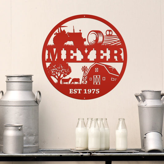 Joycorners Personalized Farm Scene Sign, Farm Scene Wall Decor, Farm Wall Art, Farmhouse Decor, Gift for Farmer, Fathers Day Gift LM0110