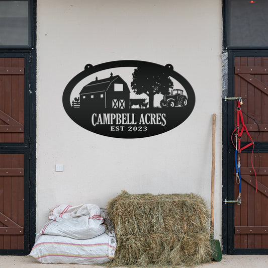 Joycorners Personalized Oval Farm Sign with Family name and Established Date,  Family Farm Wall Decor, Farm Wall Decor, Farm Scene Wall Decor, Gift for Farmer, Fathers Day LM0110