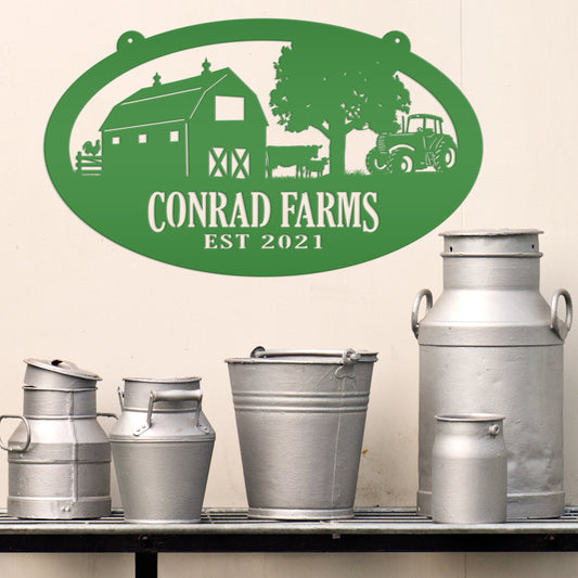 Joycorners Personalized Oval Farm Sign with Family name and Established Date,  Family Farm Wall Decor, Farm Wall Decor, Farm Scene Wall Decor, Gift for Farmer, Fathers Day LM0110