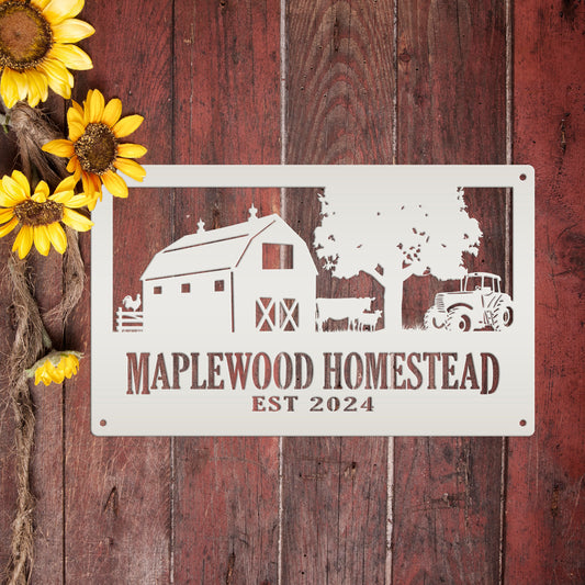 Joycorners Custom Farm Metal Sign - Personalized Farmhouse Decor - Rustic Entryway Art - Charming Laser Cut Farming Signs - Cute Homestead Wall Hanging LM0110