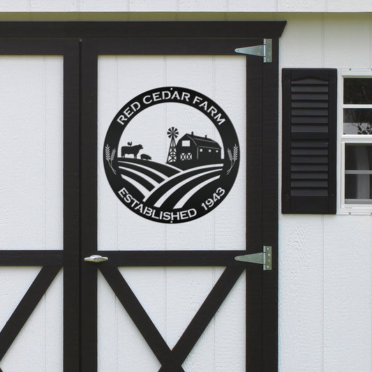 Joycorners Farm Name Custom Metal Sign, Farmhouse Wall Decor & Art, Farm Decor & Signs, Farm Scene Custom Metal Sign LM0110