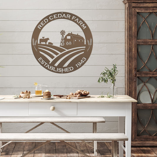 Joycorners Farm Name Custom Metal Sign, Farmhouse Wall Decor & Art, Farm Decor & Signs, Farm Scene Custom Metal Sign LM0110