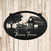 Joycorners Personalized Antique Tractor and Barn Farm Scene Metal Sign, Farmhouse-Family Farm Sign-Personalized Farm Sign LM0110