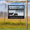 Joycorners Personalized Square Farm Animal Scene Wall Decor, Farm Wall Art, Farm Decor for the Wall, Farmhouse Decor, Cow Farm Scene Metal Sign, Family Farm Sign LM0110