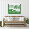 Joycorners Personalized Square Farm Animal Scene Wall Decor, Farm Wall Art, Farm Decor for the Wall, Farmhouse Decor, Cow Farm Scene Metal Sign, Family Farm Sign LM0110