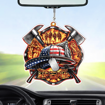 Joycorners Personalized Car Acrylic Flat Ornament Firefighter Helmet Car Ornament 2D Flat LM1811