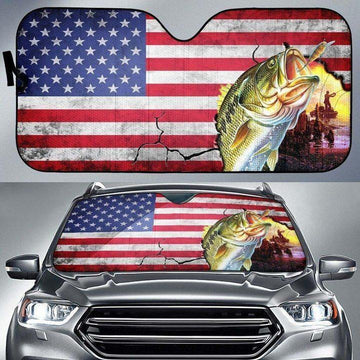 Joycorners Fishing American Flag Car Auto Sun Shade
