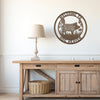 Joycorners Floral Pig Metal Farm Sign - Rustic Farmhouse Decor - Custom Wall Hangings - Personalized Farmers Gift - Charming Outdoor Front Porch Decor LM0110