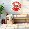 Joycorners Floral Pig Metal Farm Sign - Rustic Farmhouse Decor - Custom Wall Hangings - Personalized Farmers Gift - Charming Outdoor Front Porch Decor LM0110