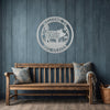 Joycorners Floral Pig Metal Farm Sign - Rustic Farmhouse Decor - Custom Wall Hangings - Personalized Farmers Gift - Charming Outdoor Front Porch Decor LM0110