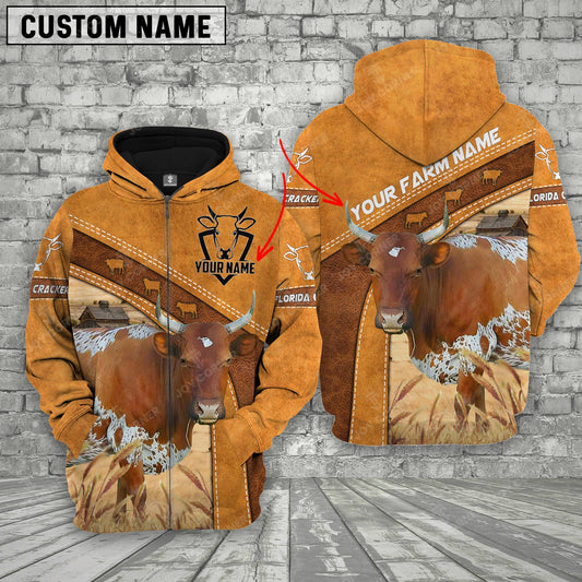 Joycorners Personalized Name Farm Florida Cracker Cattle Hoodie TT5