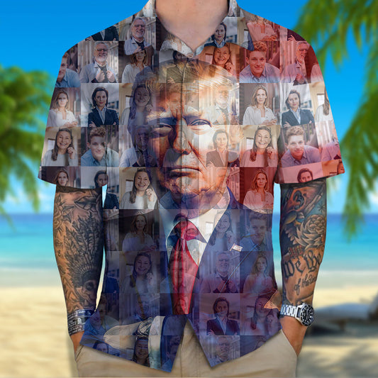 Joycorner Photo Us Flag Trump 1 Hawaiian Shirt