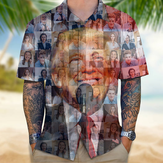 Joycorner Photo Us Flag Trump 3 Hawaiian Shirt