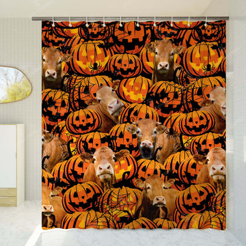 Joycorners Halloween Gelbvieh In Bath Shower Curtain