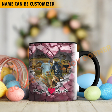 Joycorners Goat Couple Personalized Name Two Tone Mug