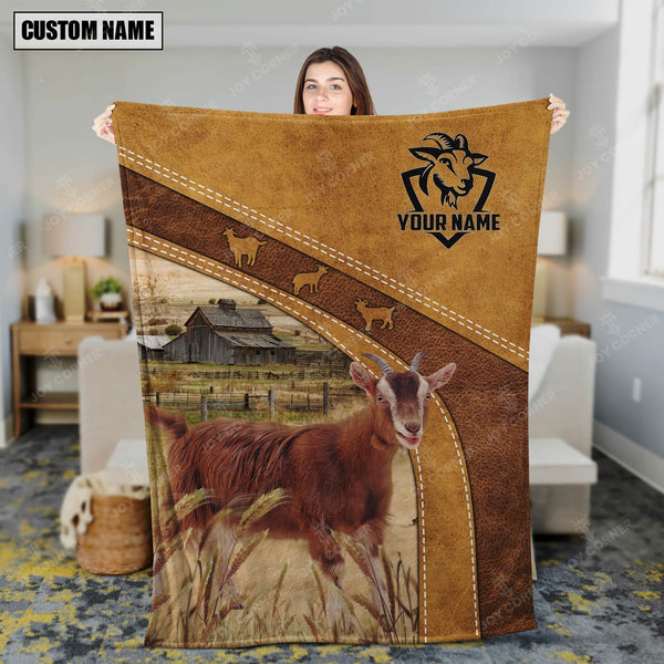 Joycorners Personalized Name Goat Brownie Background Blanket