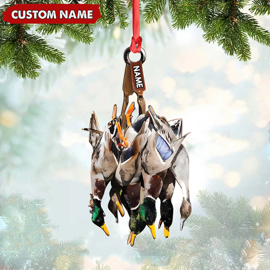 Joycorners Custom Duck Hunting Acrylic Ornament – Personalized Waterfowl Christmas Decoration MT1111