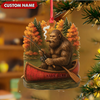 Joycorners Personalized Bigfoot Fishing Ornament, Funny Sasquatch in Canoe Christmas Decor, Unique Gift for Fishermen and Outdoor Lovers MT1111