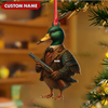 Joycorners Personalized Funny Duck Hunter Ornament, Dapper Mallard with Gun Christmas Decor, Unique Gag Gift for Hunters and Men MT1111