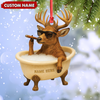 Joycorners Personalized Funny Deer Bathtub Ornament, Cool Buck Relaxing Christmas Decor, Unique Gag Gift for Hunters and Men MT1111