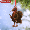 Joycorners Personalized Funny Turkey Hunter Ornament, Dapper Gobbler with Gun Christmas Decor, Unique Gag Gift for Hunters and Men MT1111
