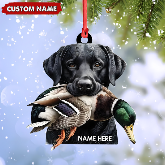 Joycorners Personalized Hunting Dog Acrylic Ornament – Personalized Labrador Retriever & Duck Christmas Gift MT1111