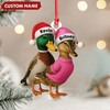 Joycorners Custom Funny Duck Couple Christmas Ornament – Personalized Names, Custom Gift for Couples & Animal Lovers MT1111