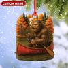 Joycorners Personalized Bigfoot Fishing Ornament, Funny Sasquatch in Canoe Christmas Decor, Unique Gift for Fishermen and Outdoor Lovers MT1111