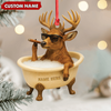 Joycorners Personalized Funny Deer Bathtub Ornament, Cool Buck Relaxing Christmas Decor, Unique Gag Gift for Hunters and Men MT1111