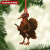 Joycorners Personalized Funny Turkey Hunter Ornament, Dapper Gobbler with Gun Christmas Decor, Unique Gag Gift for Hunters and Men MT1111