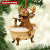 Joycorners Personalized Funny Deer Bathtub Ornament, Cool Buck Relaxing Christmas Decor, Unique Gag Gift for Hunters and Men MT1111