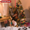 Joycorners Personalized Funny Moose Acrylic Christmas Ornament – Custom Decoration Holiday Gift for Hunters MT1111