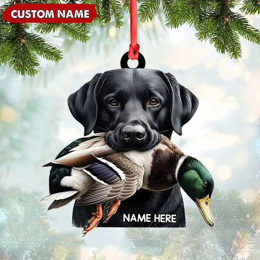 Joycorners Personalized Hunting Dog Acrylic Ornament – Personalized Labrador Retriever & Duck Christmas Gift MT1111