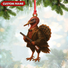 Joycorners Personalized Funny Turkey Hunter Ornament, Dapper Gobbler with Gun Christmas Decor, Unique Gag Gift for Hunters and Men MT1111